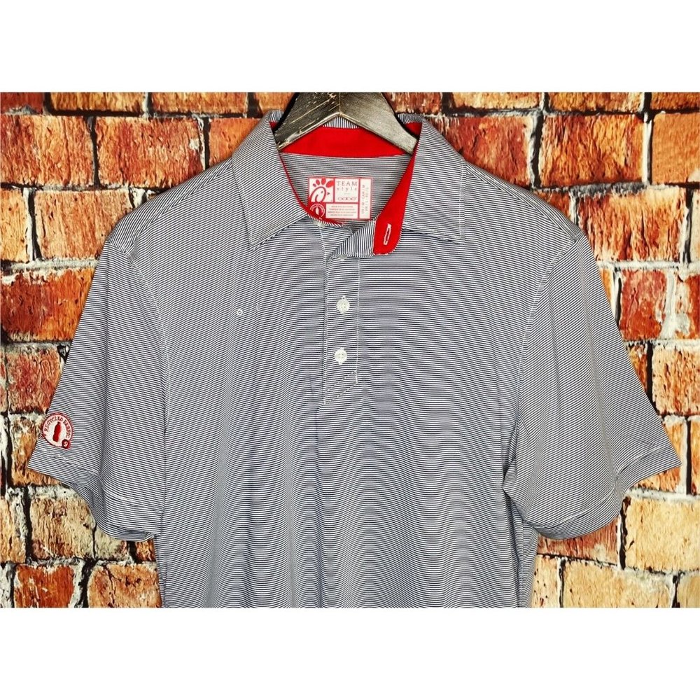 Chick-Fil-A Oobe Team Style Uniform Employee Polo Shirt Men’s Medium Striped